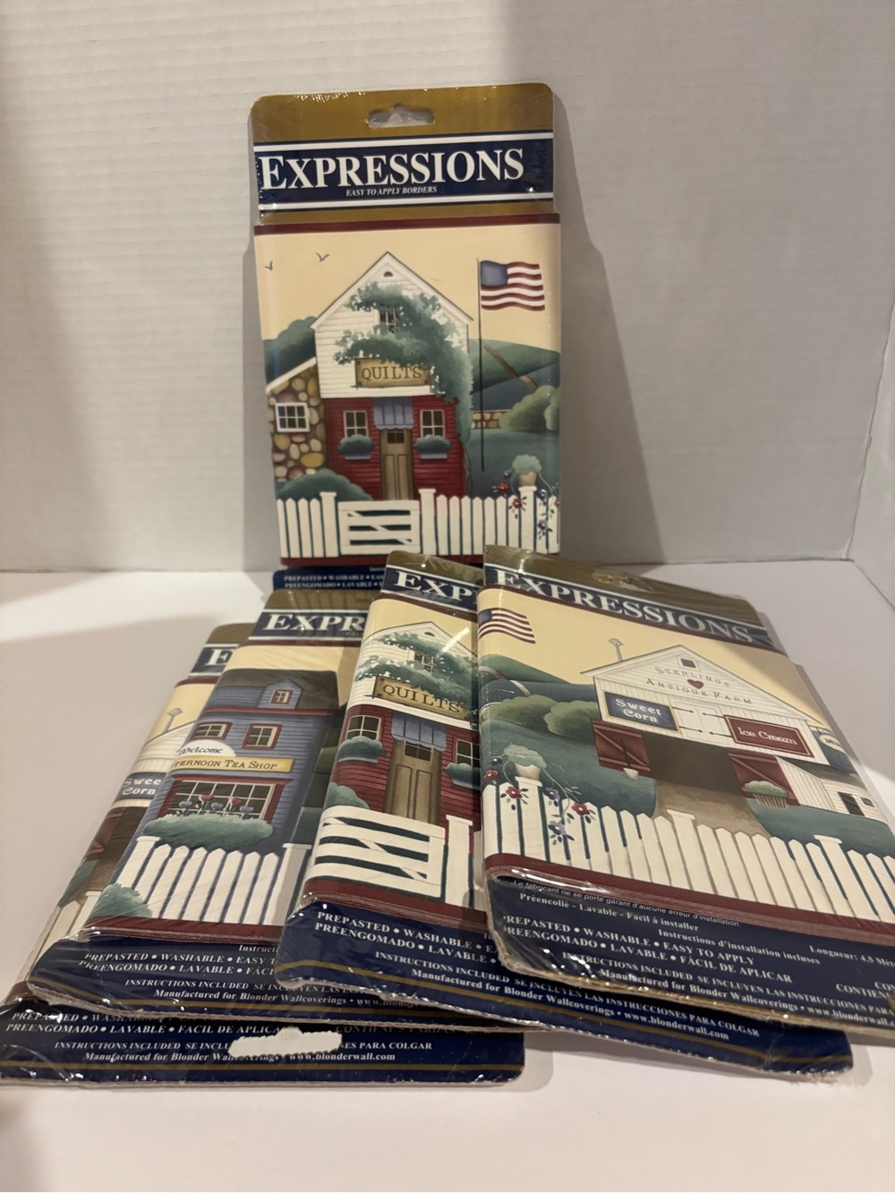 Vintage Expressions Wallpaper Border SB10124B Country Shops Lot of 5 NOS